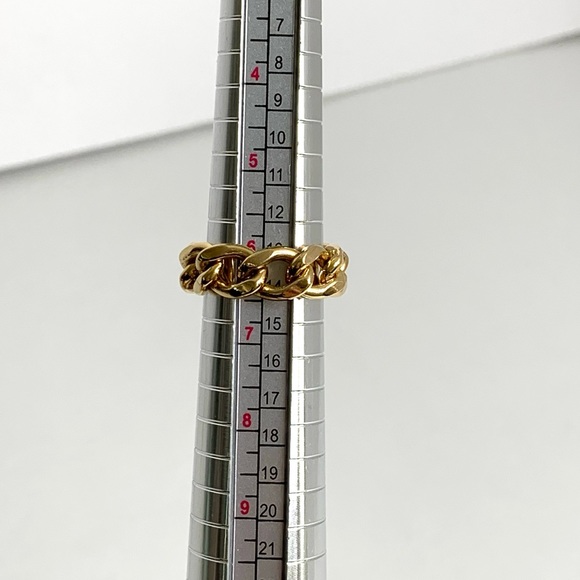 14k Yellow Gold Filled Cuban Curb Link Ring SIZE 6.5 - Picture 8 of 15